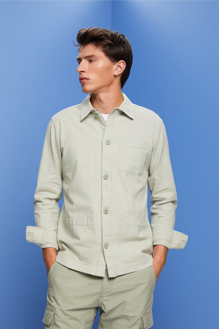 Herringbone-Hemd, Leinenmix