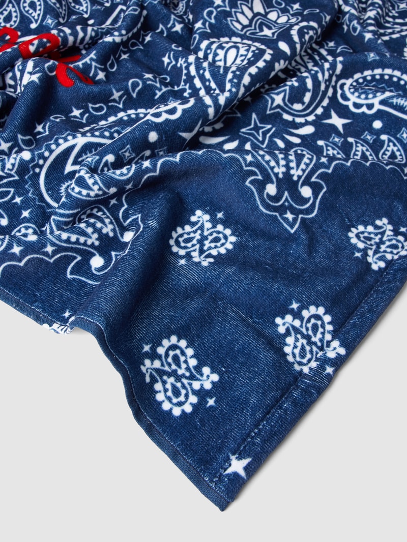 Handtuch mit Label-Print in dunkelblau