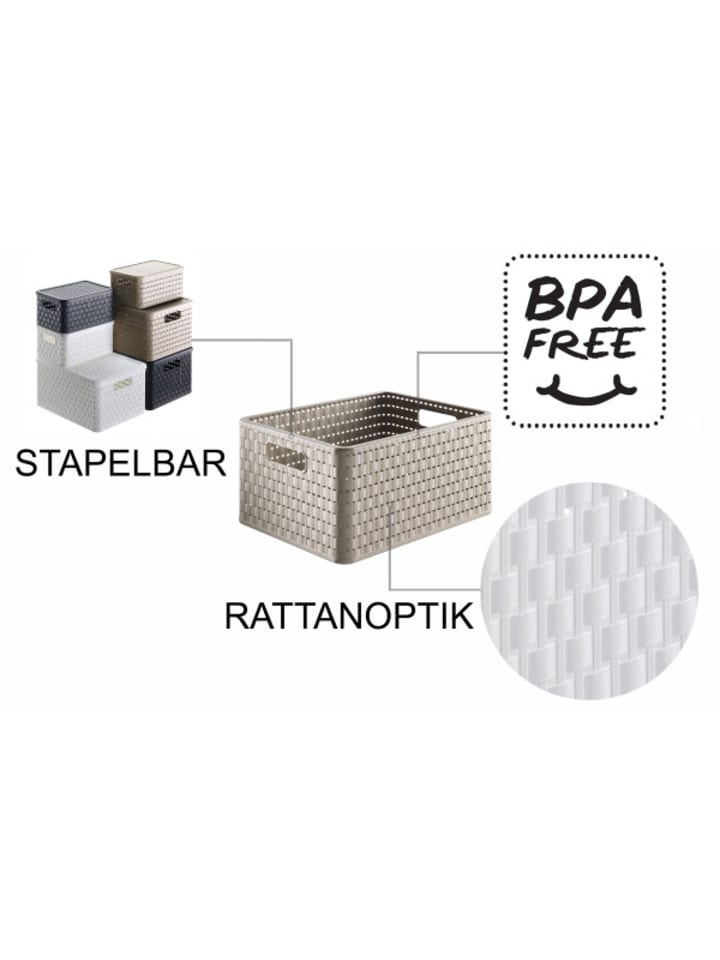 Rotho Country 3er-Set Aufbewahrungsbox 14l in Rattan-Optik in Cappuccino günstig kaufen onesize