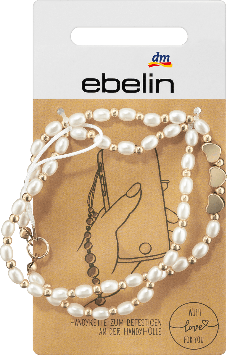 Handykette mit Perlen und Herzen, 1 St