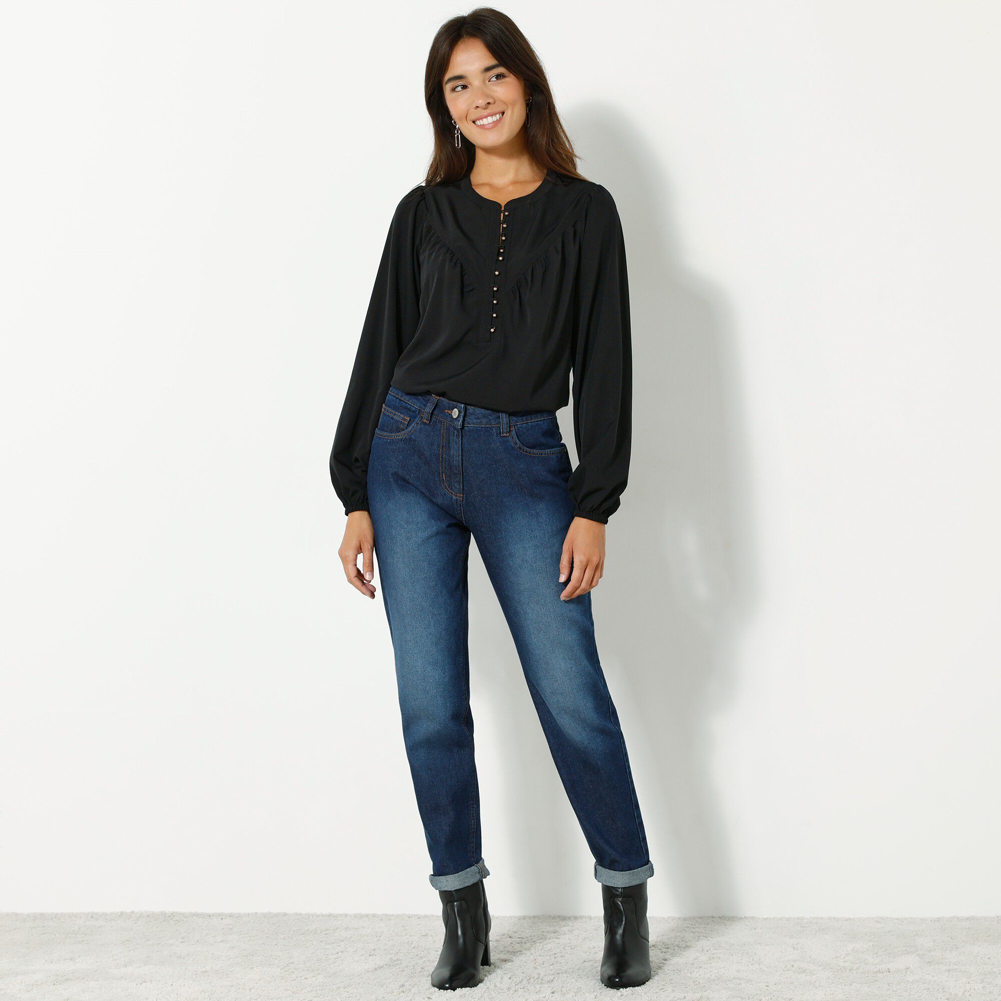 Jean coupe mom en coton