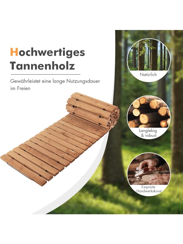 COSTWAY Rollweg Gartenweg 245 cm in Hellbraun günstig kaufen onesize