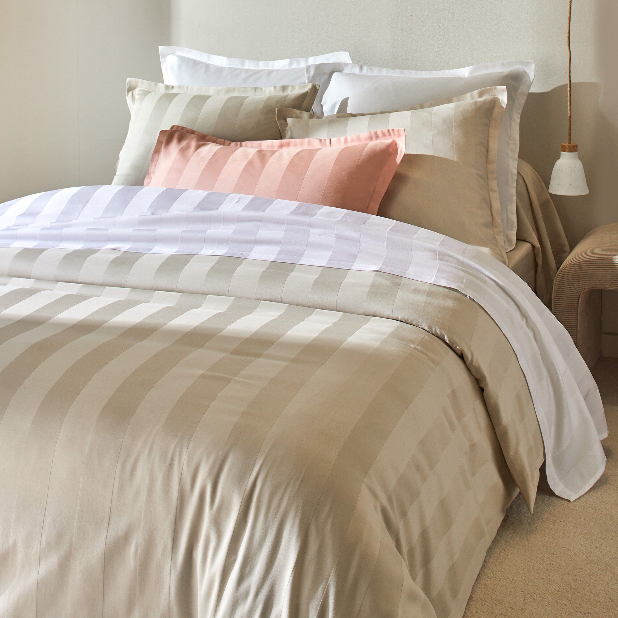 Linge de lit satin rayé