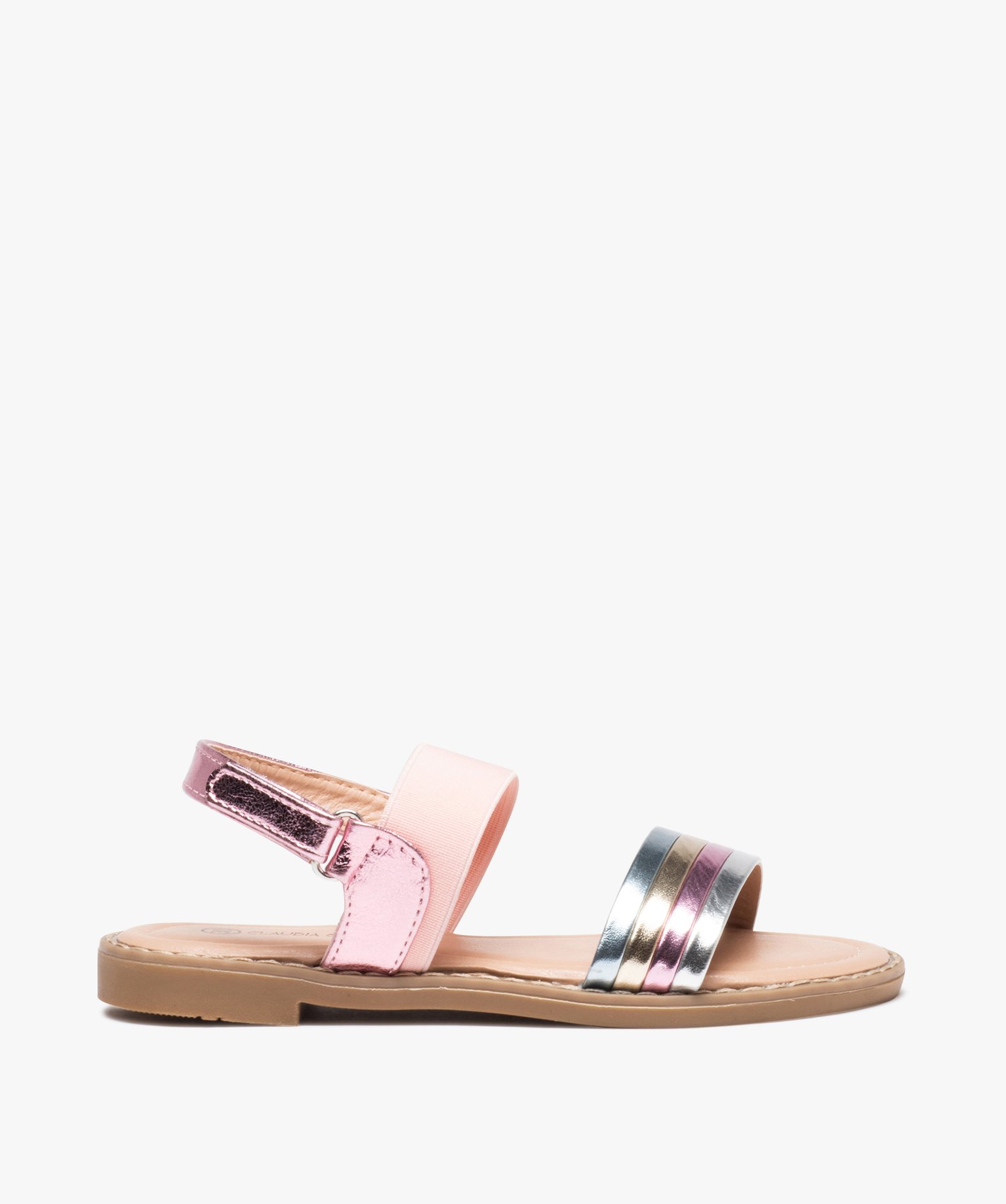 Sandales fille multicolore effet métallisé avec bande éla... rose | GEMO