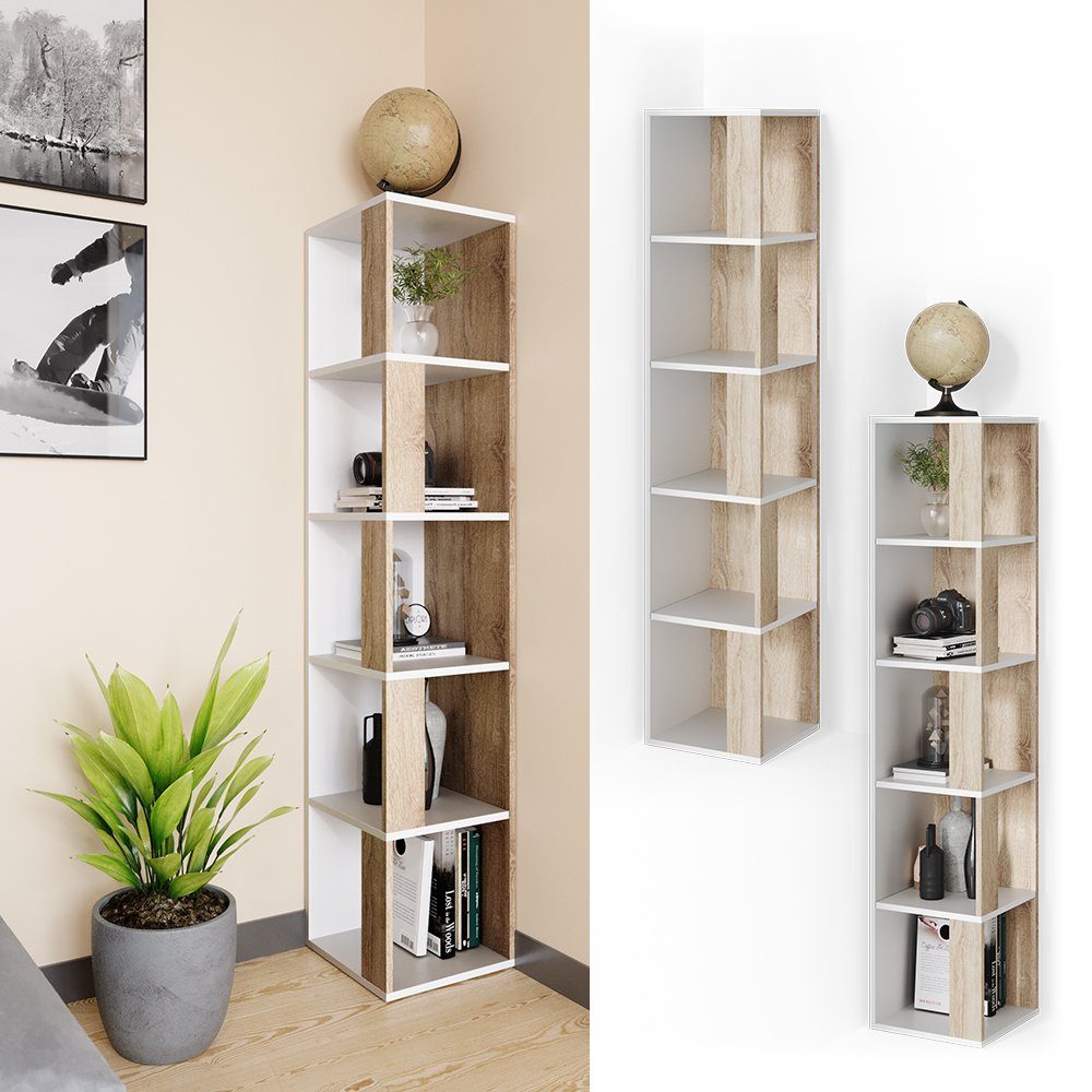 Vicco Eckregal Standregal Bücherregal LIO Sonoma / Weiß