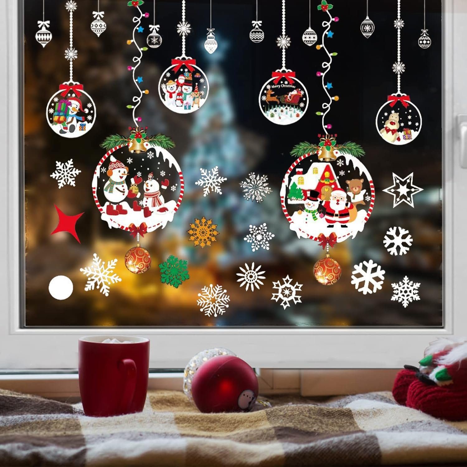 Fenstersticker Selbstklebende Weihnachts-Fensterbilder, Fensterdeko, Fenstersticker, aikidio