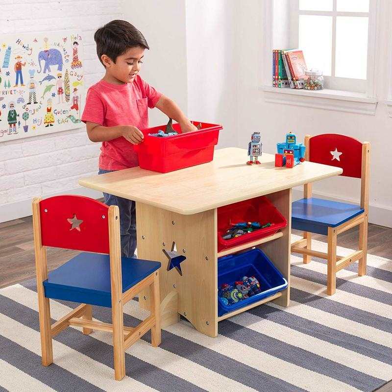 Ensemble table avec rangement et 2 chaises Etoile
