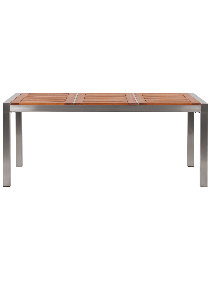 Beliani 7-tlg Gartentisch Set GROSSETO in Heller Holzfarbton/Beige/Silber günstig kaufen onesize