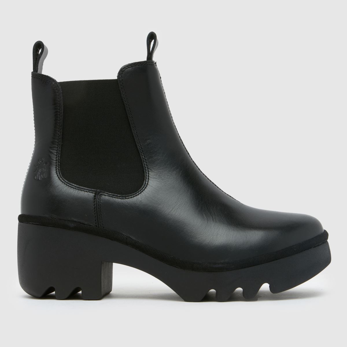 Fly London – Svarta chelseaboots med klack och triangelmönster