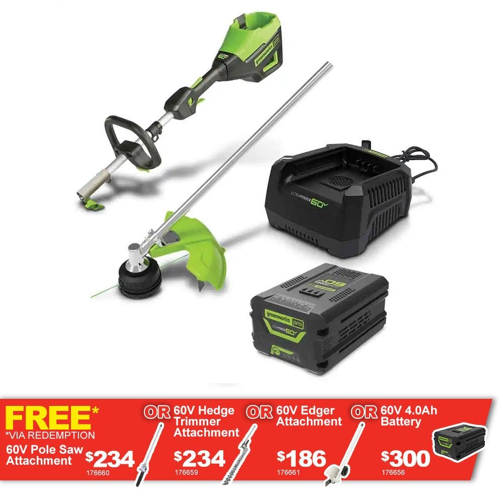 Kit de ferramentas multifuncionais GREENWORKS 60V com 1 bateria de 4,0 Ah (2110807AU)