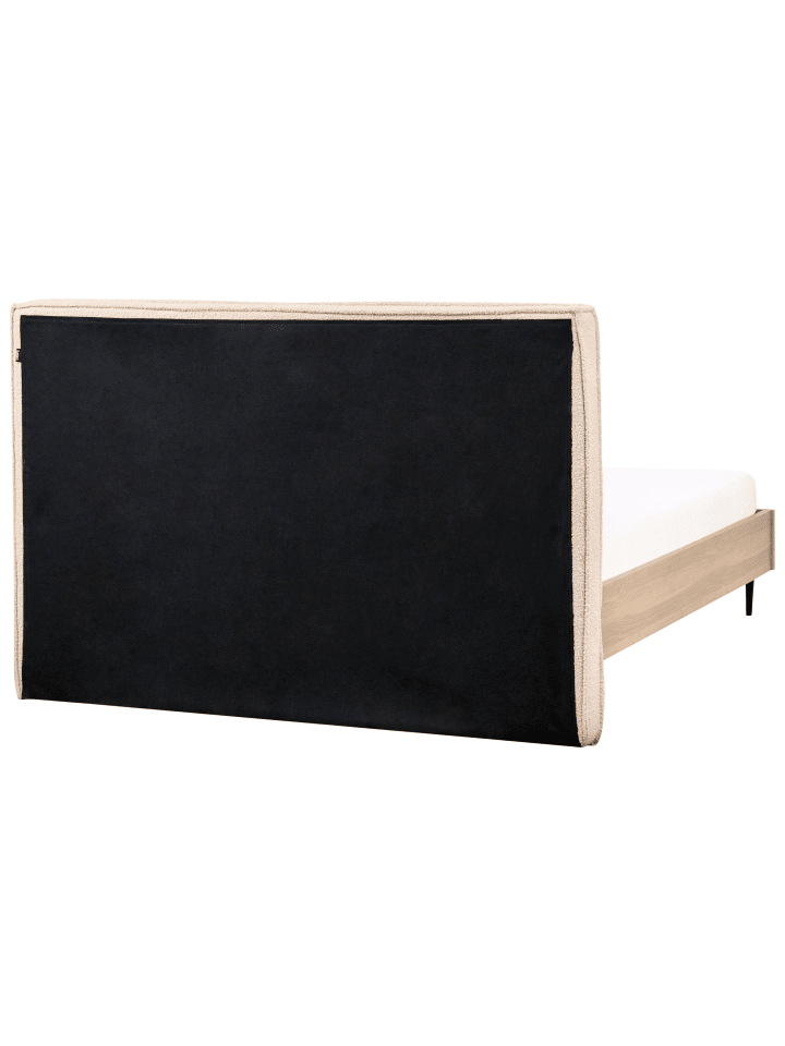Beliani Doppelbett IZERNORE in Beige/Heller Holzfarbton/Schwarz günstig kaufen onesize