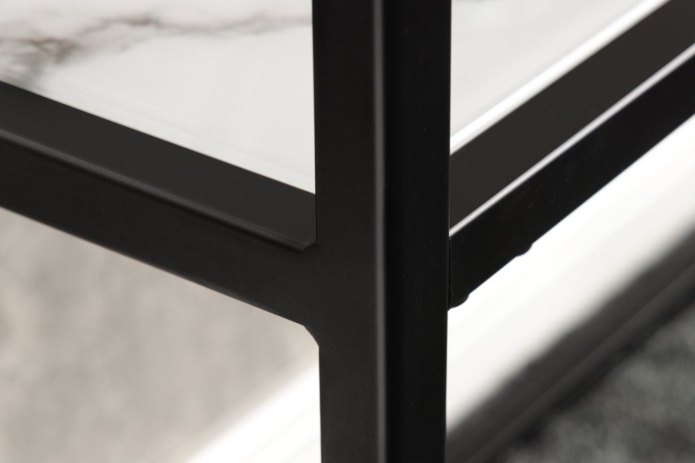 riess-ambiente Konsolentisch BOUTIQUE 81cm weiß / schwarz (1-St), Flur · Kristallglas · Metall · eckig · Marmor-Dekor · Barock