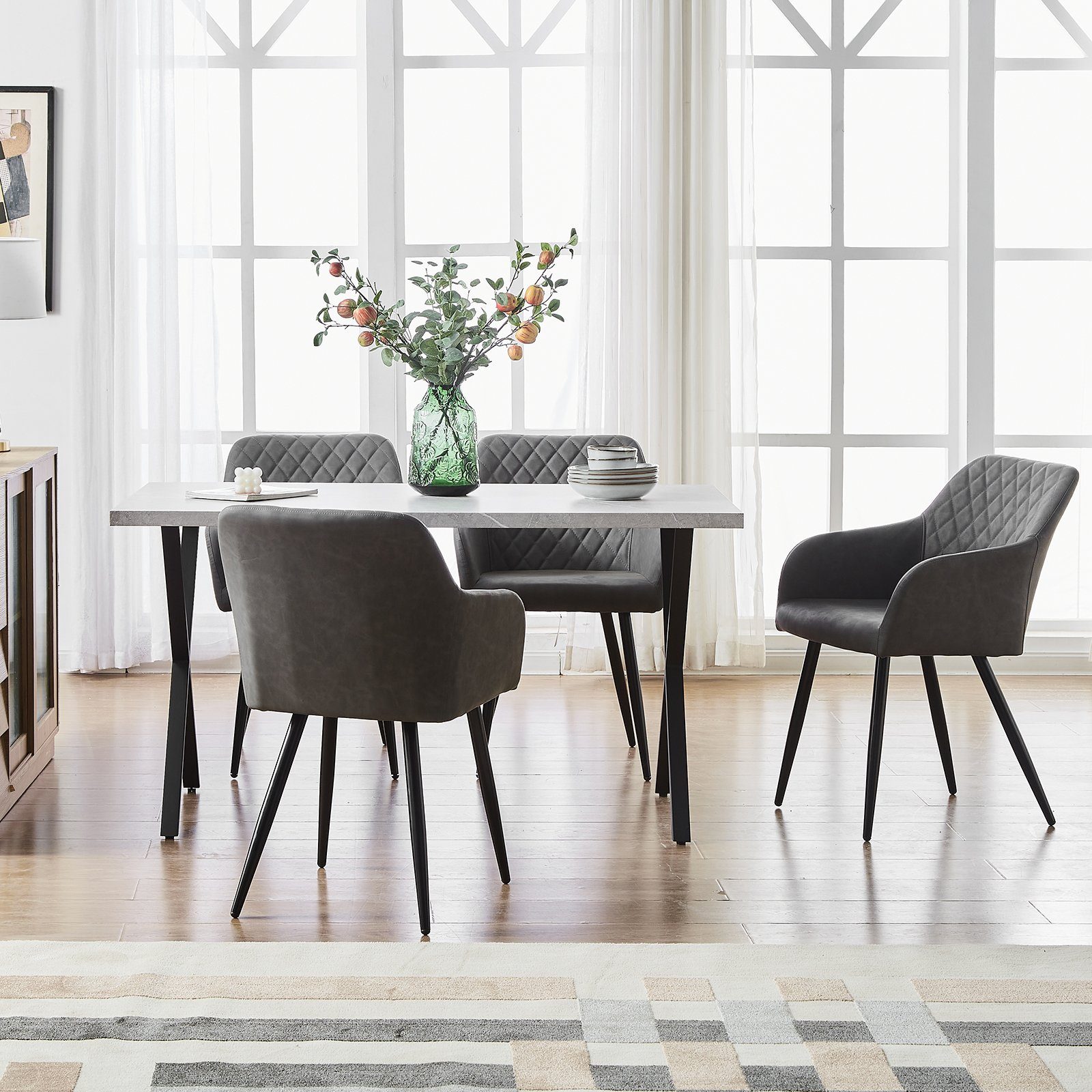 CLIPOP Esszimmerstuhl Küchenstühle Kunstlederstühle (2er Set), Polsterstühle Sessel mit Rückenlehne