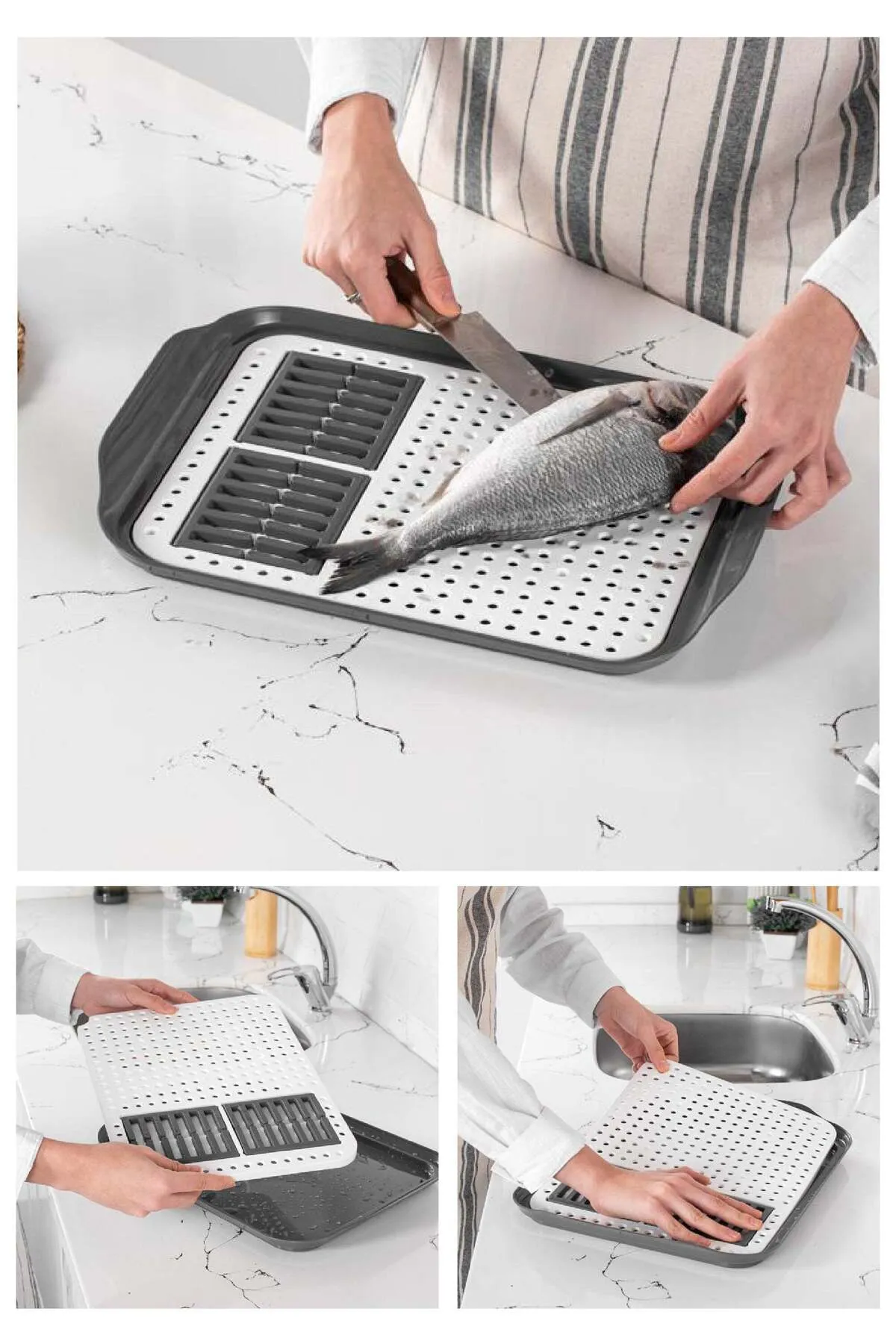 Viwares  Abtropfgestell 2 in 1 Abtropfgitter für Küchen Spüle Ablage Teller Gläser & Lebensmittel