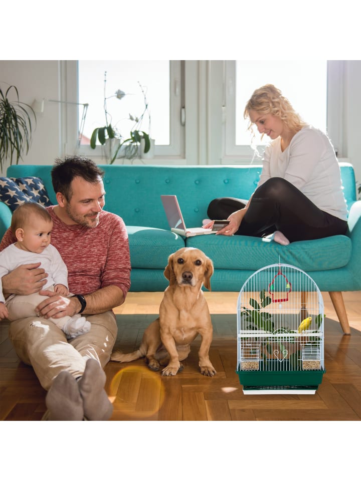 relaxdays Vogelkäfig in Weiß/Grün - (B)34,5 x (H)49,5 x (T)28 cm günstig kaufen onesize