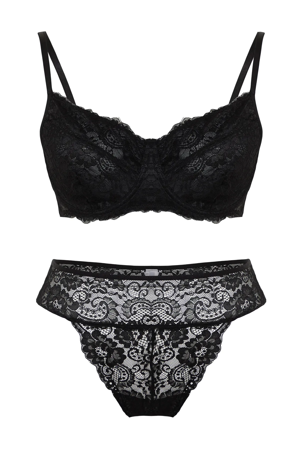 Trendyol Curve  Schwarzes Spitzenunterwäscheset TBSSS24DG00009