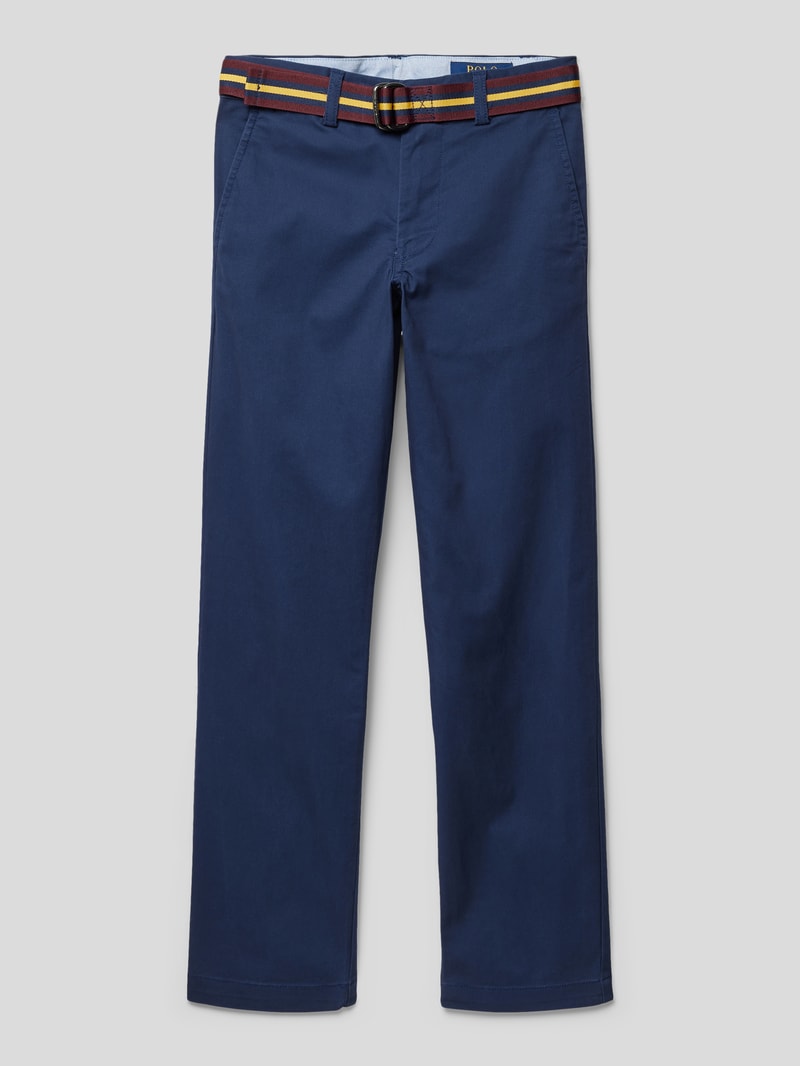 Stoffhose mit Gürtel Modell 'BEDFORD' in marineblau