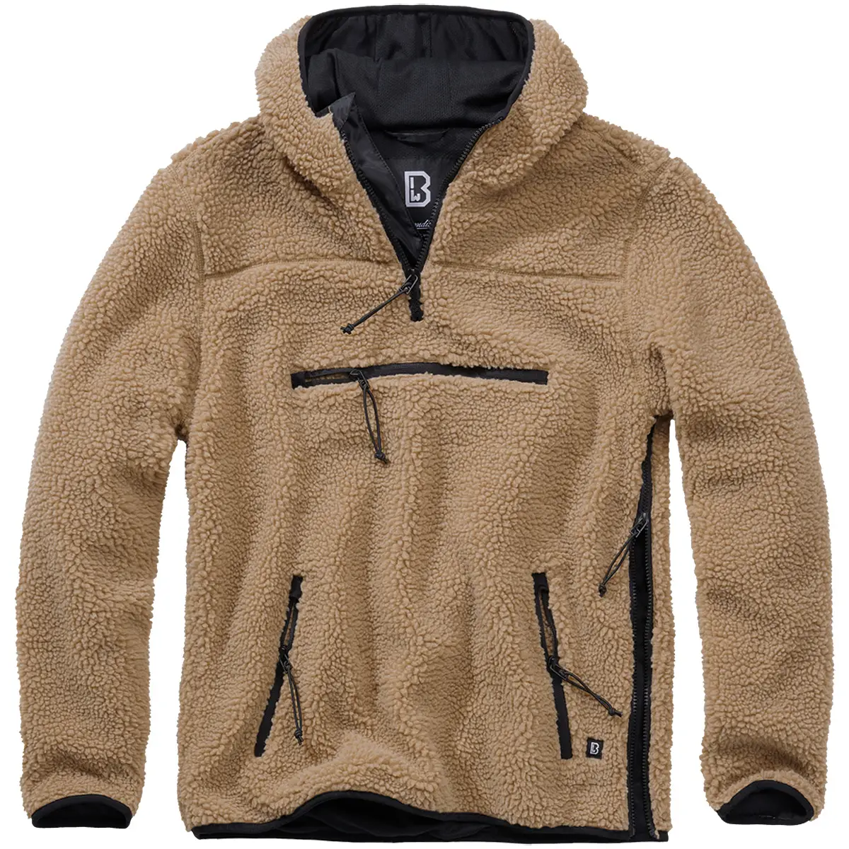 Teddyfleece Pullover mit Kapuze camel