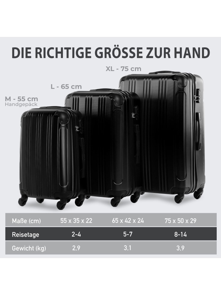 FERGÉ Kofferset Hartschale 3-teilig Hartschale 3 teilig Koffer Set mit Schutzecken QUÉBEC in schwarz günstig kaufen onesize