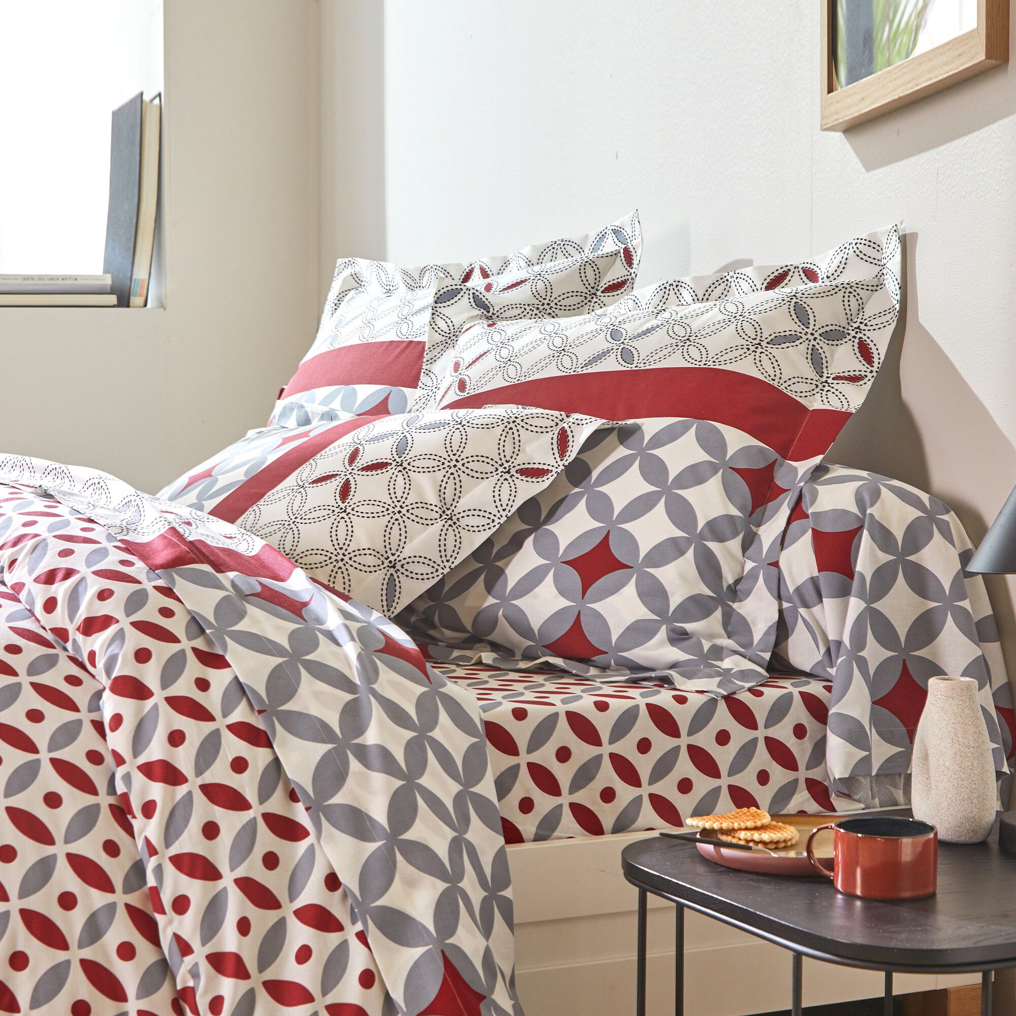 Linge de lit Marlow en coton à motifs géométriques