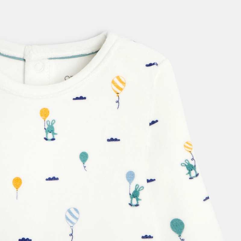Dors-bien agneau velours fantaisie blanc bébé garçon