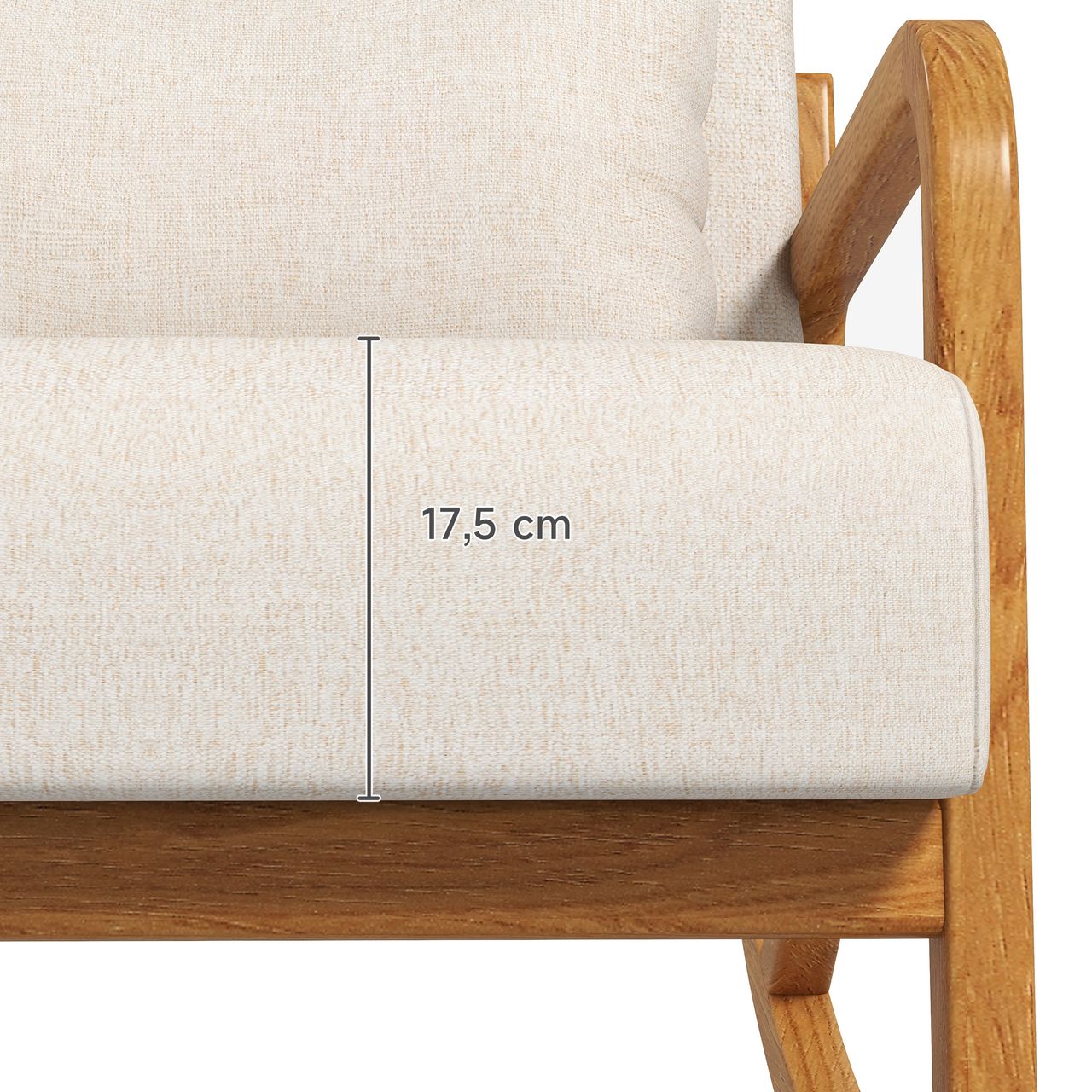 HOMCOM Schaukelsessel Gepolsterter Relaxsessel mit Holzgestell für Schlafzimmer