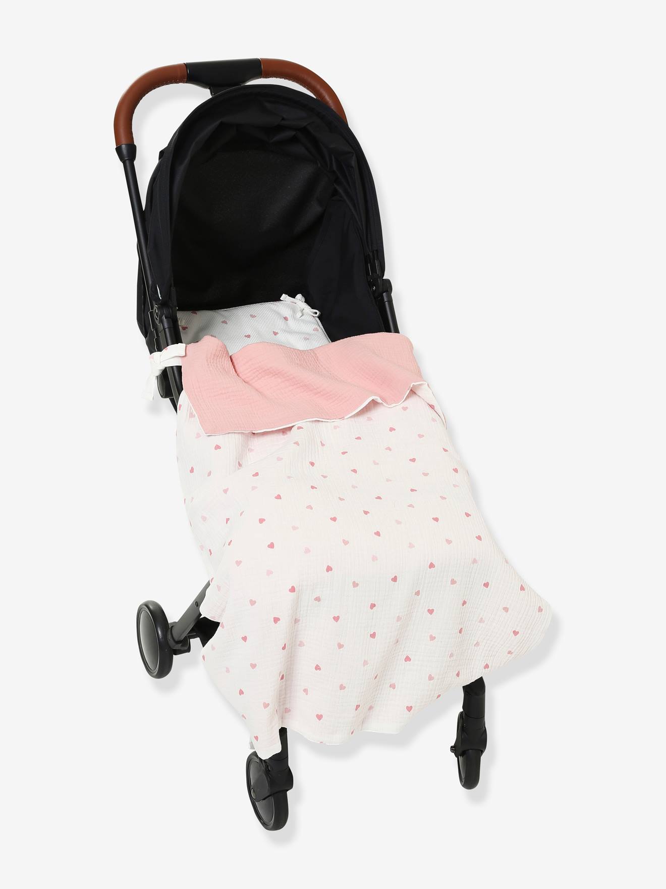 Vertbaudet Baby Decke, wendbar Oeko-Tex, personalisierbar - wollweiß herzen