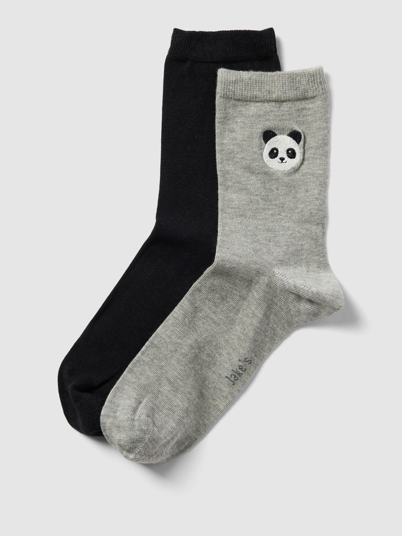 Socken mit Motiv-Stitching im 2er-Pack in schwarz