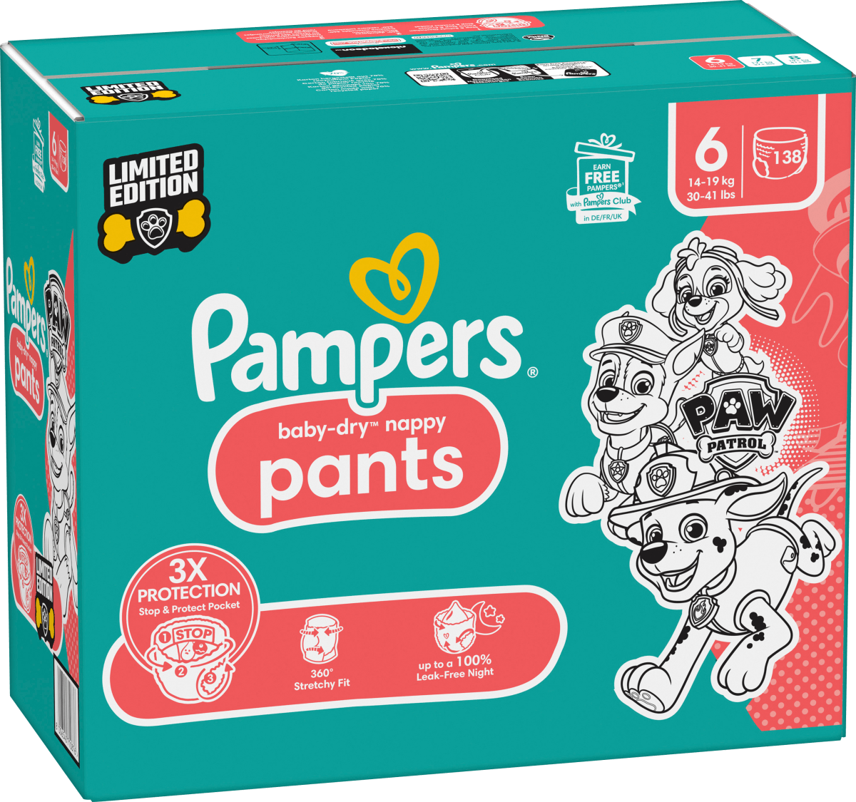 Baby Pants Baby Dry Gr.6 Extra Large (14-19 kg) Limited Edition Paw Patrol, Monatsbox, 138 St