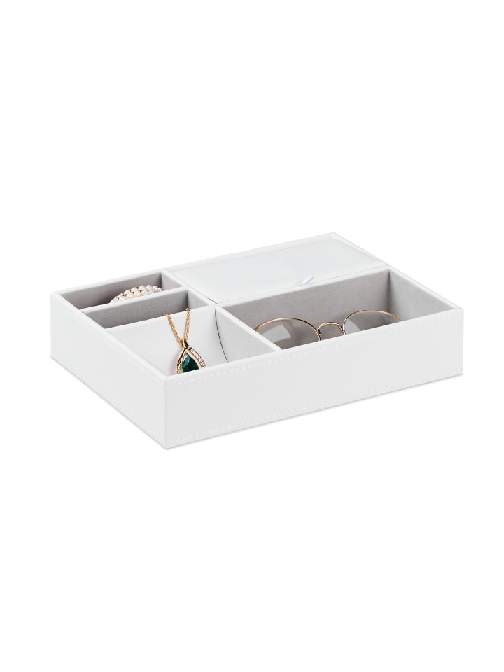 relaxdays Schmucktablett in Weiß - (B)25,5 x (H)5 x (T)18,5 cm günstig kaufen onesize