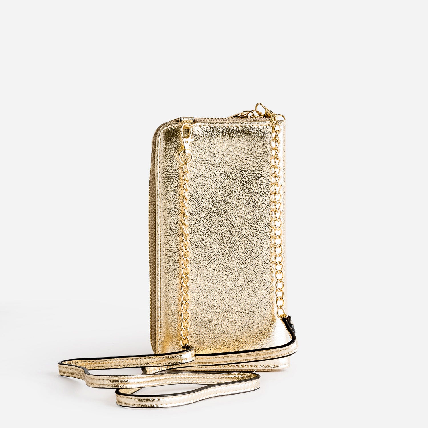 Portefeuille-sac à portable TEXTO doré métallisé
