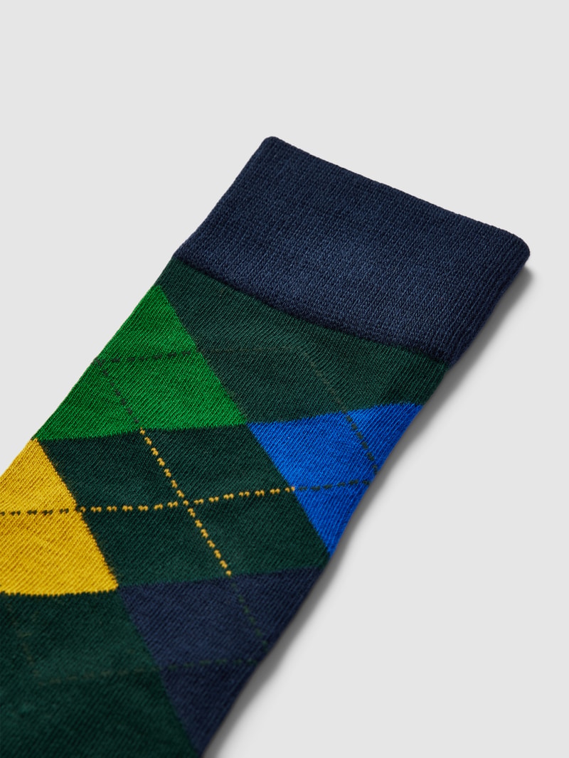 Socken mit grafischem Muster Modell 'ARGYLE' in dunkelgrün