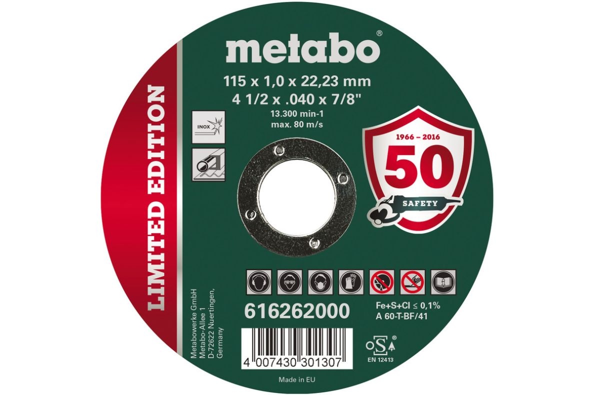 Metabo Zubehör 616262000 Trennscheibe Ø 115x1,0x22,23mm Edelstahl Limitierte Auflage