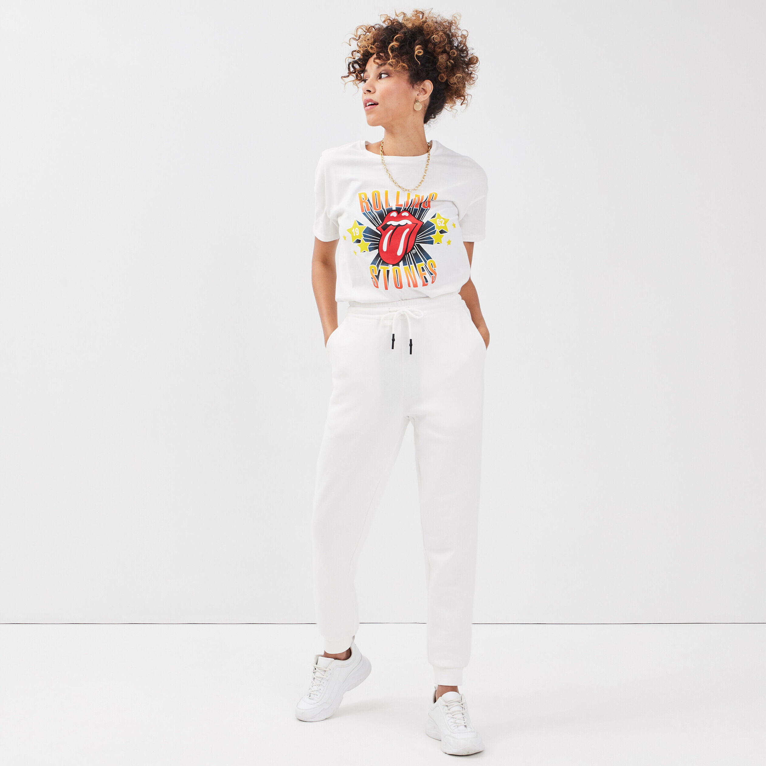 T-shirt Rolling Stones ecru femme | Cache Cache