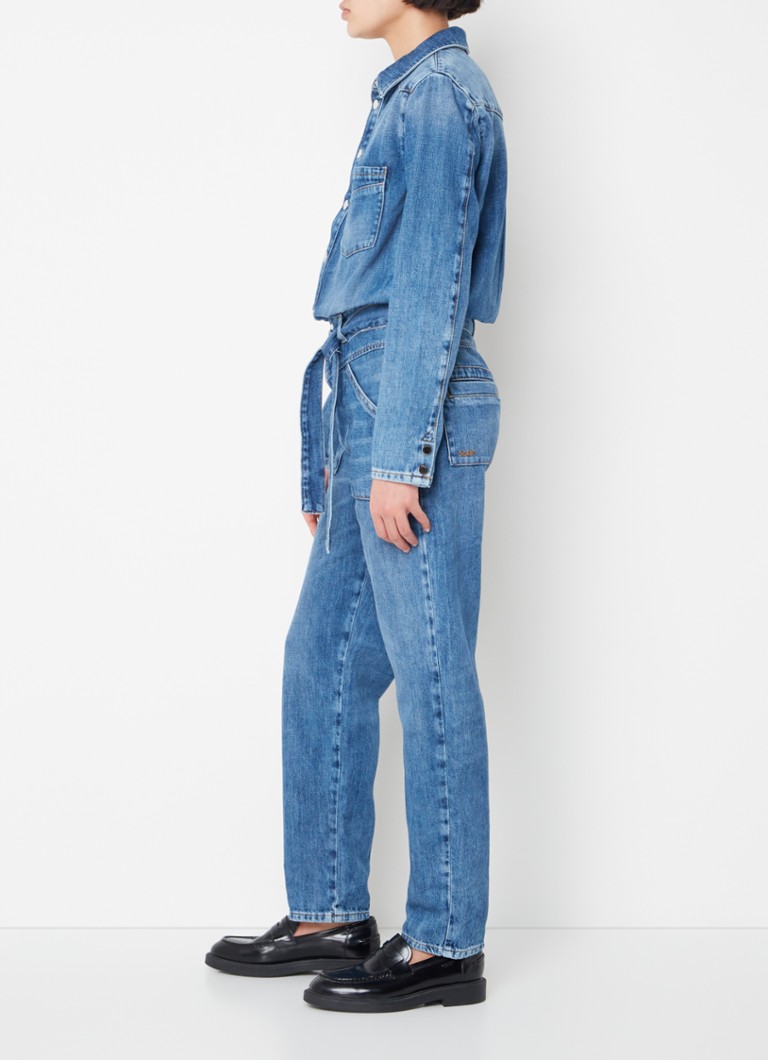 Tuta intera in denim Jerry di ba&sh, taglio affusolato, con cintura da annodare