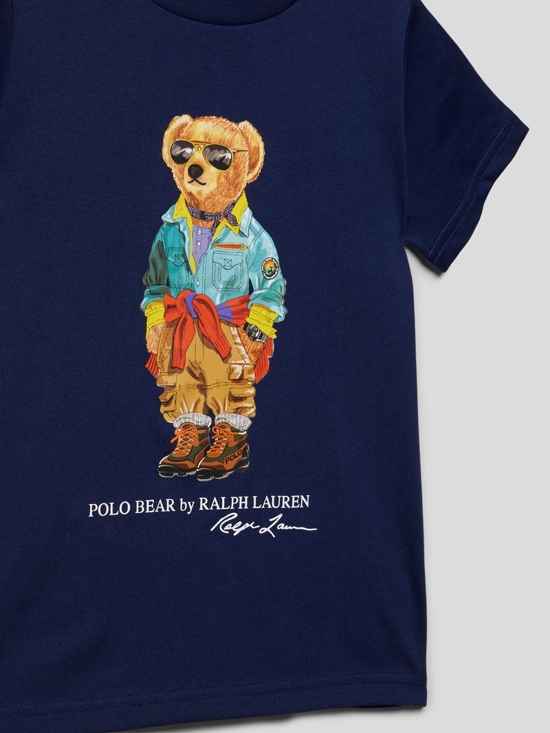 T-Shirt mit Motiv-Print in marineblau