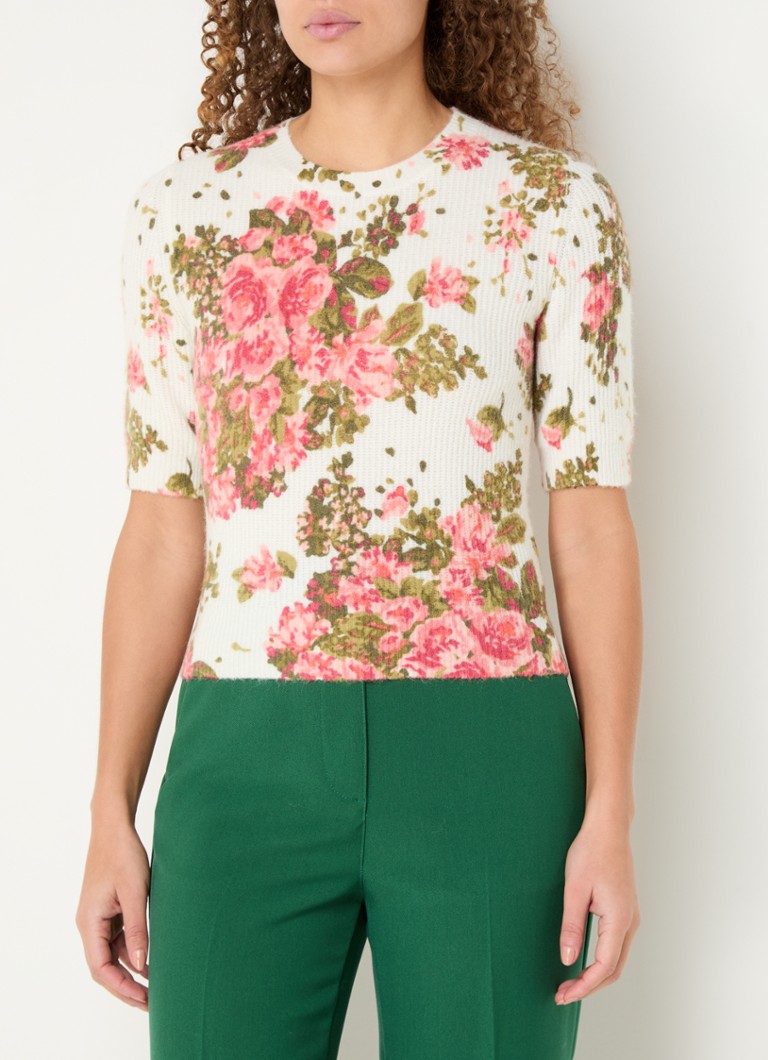 Pulover Benetton tricotat fin cu amestec de lână și imprimeu floral.