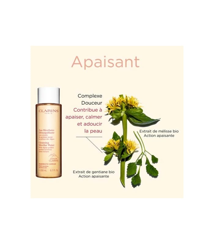 Clarins-EAU MICELLAIRE DÉMAQUILLANTE-Aux extraits de gentiane jaune & mélisse des Alpes