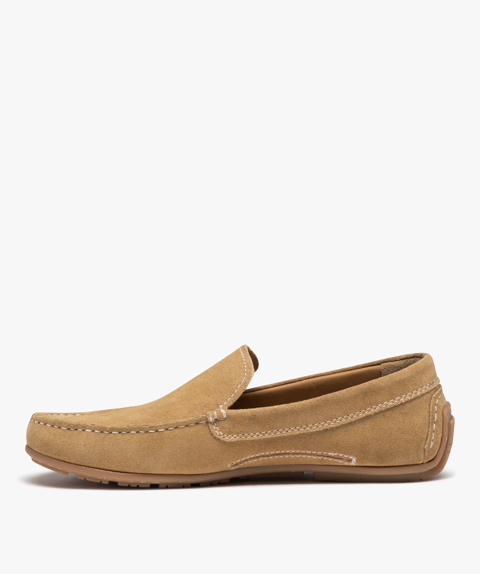 Mocassins homme unis en cuir velours beige | GEMO
