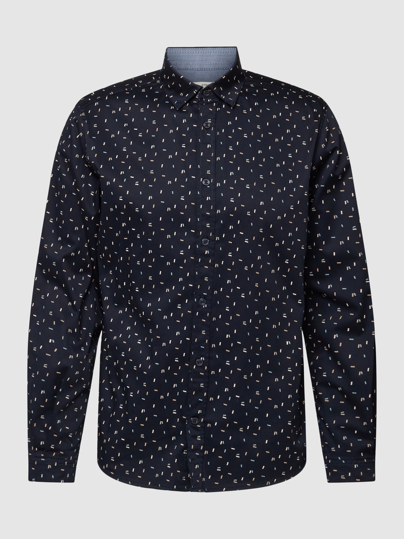 Freizeithemd mit Allover-Muster Modell 'Colorful printed' in marineblau
