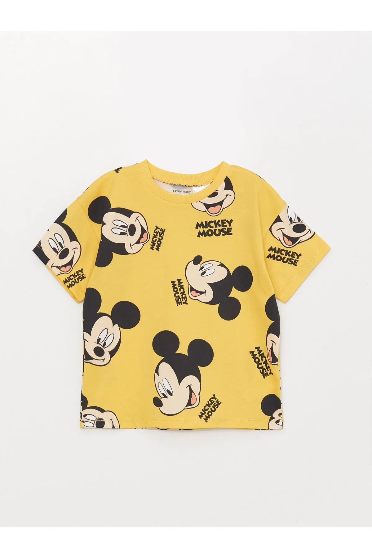 LC Waikiki  Kurzarm-T-Shirt für Babys mit Rundhalsausschnitt und Micky-Maus-Aufdruck