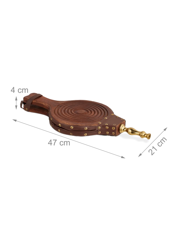 relaxdays Blasebalg in Braun/ Gold - (B)21 x (H)47 x (T)4 cm günstig kaufen onesize