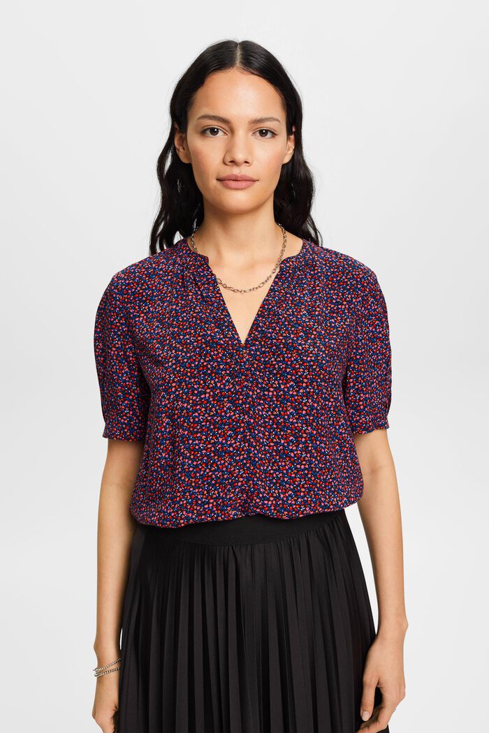 Bluse mit V-Ausschnitt und Muster