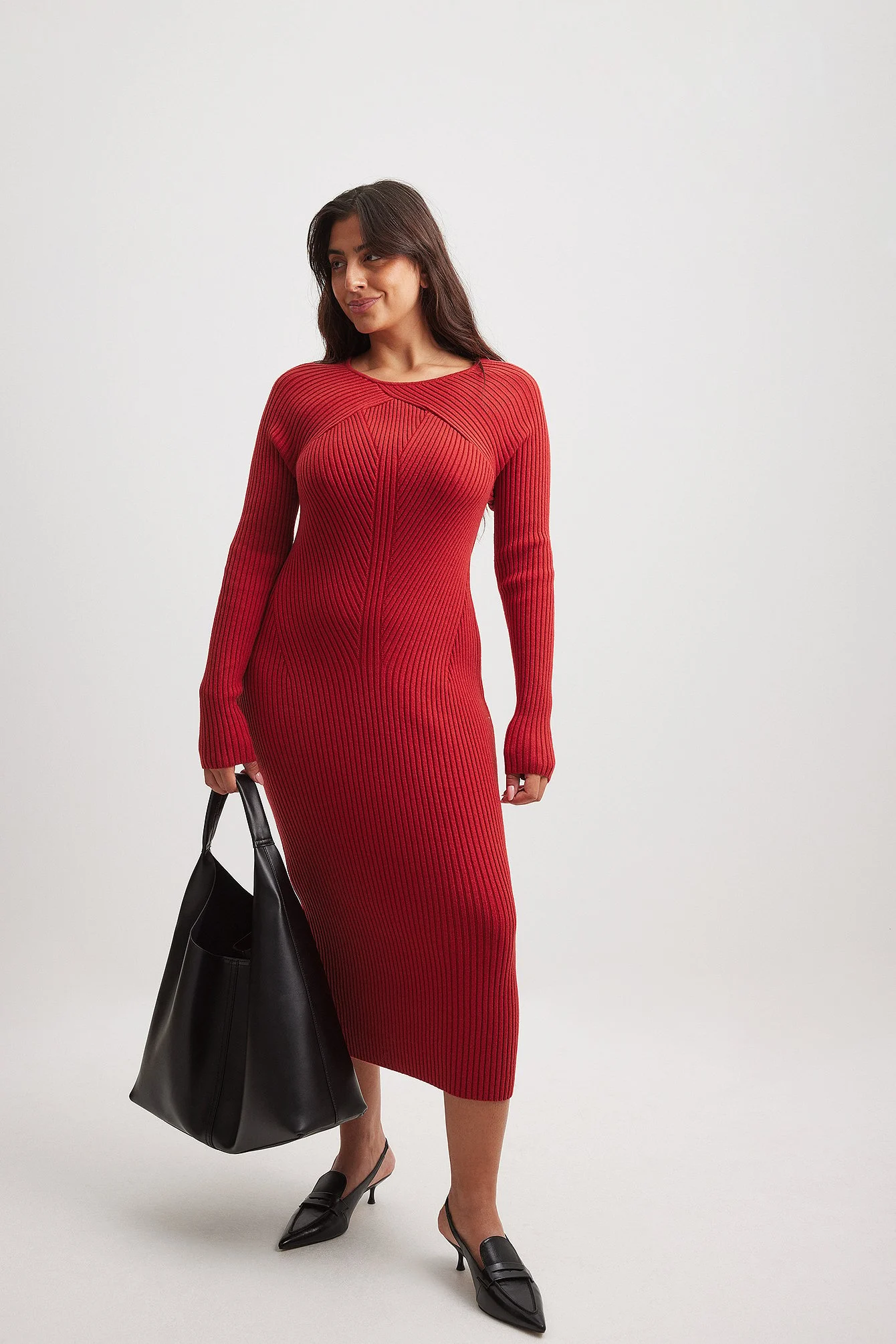 Midikleid mit Strickdetails