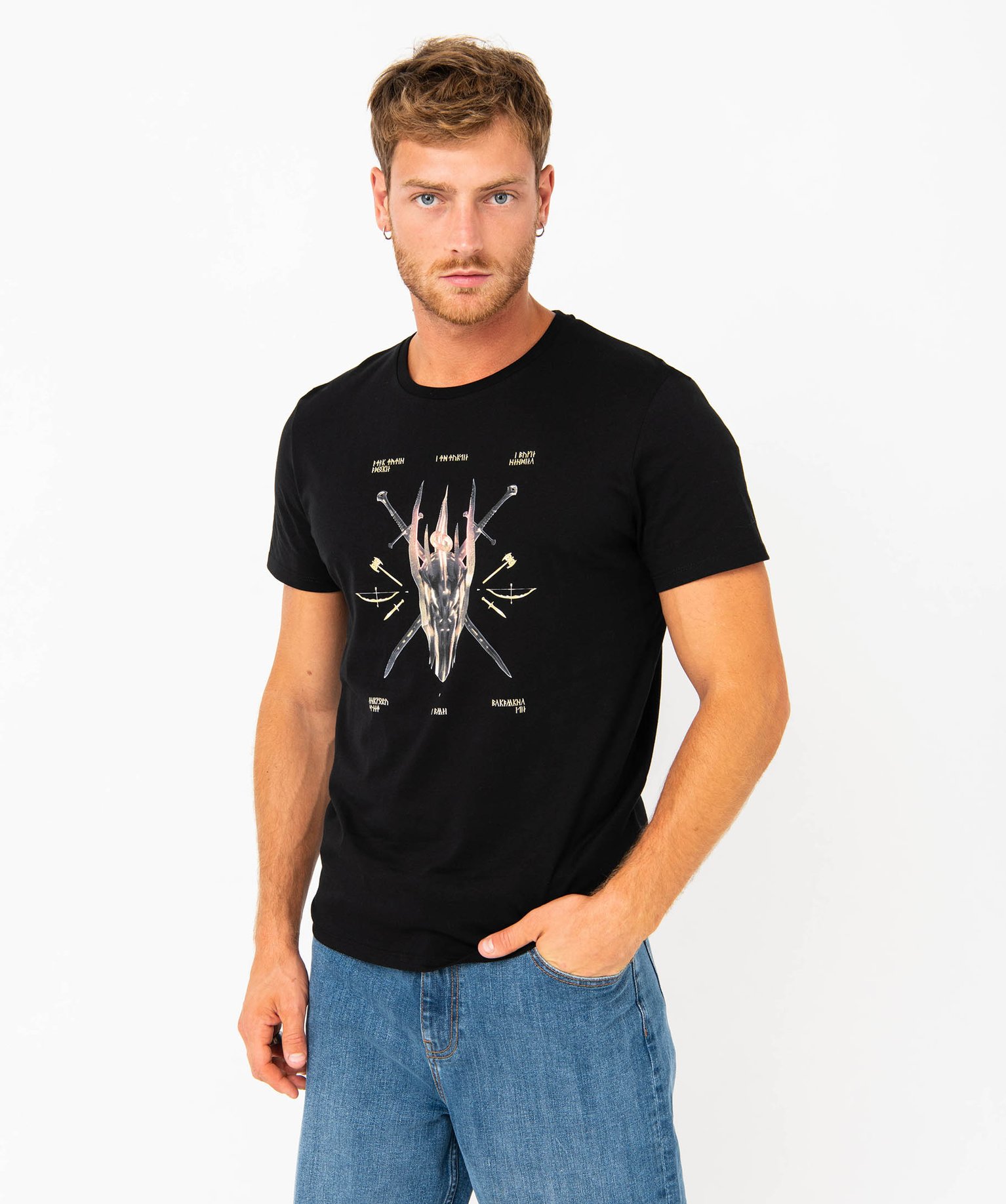 Tee-shirt à manches courtes imprimé homme - Seigneur des a... noir | GEMO