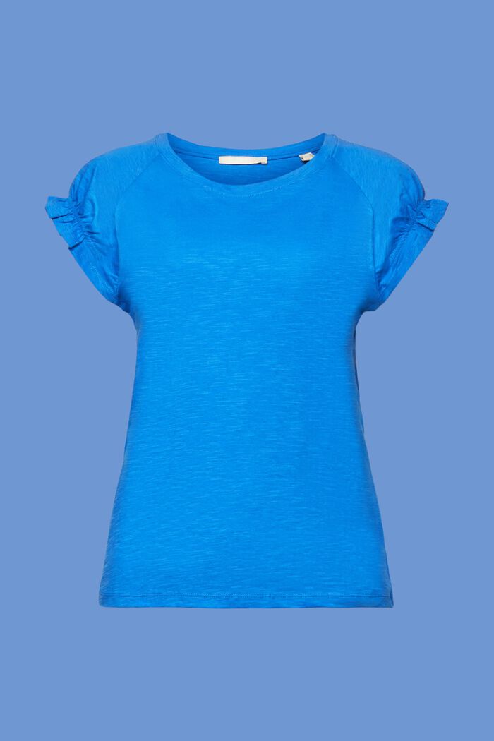 T-Shirt mit gerüschten Ärmeln, 100 % Baumwolle
