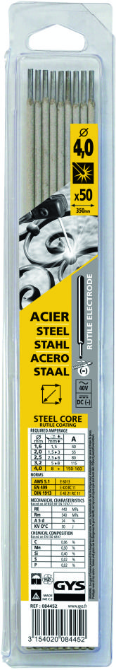 Electrozi Gys 5193084452 din oțel Ø4.0 x 350 mm 50 bucăți