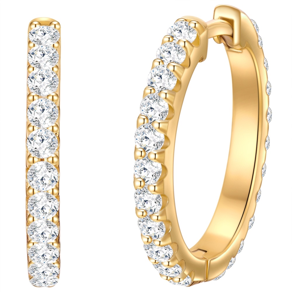 Trilani Boucles doreilles Argent sterling Oxyde de zirconium (CZ) en Or jaune Boucles d'oreilles