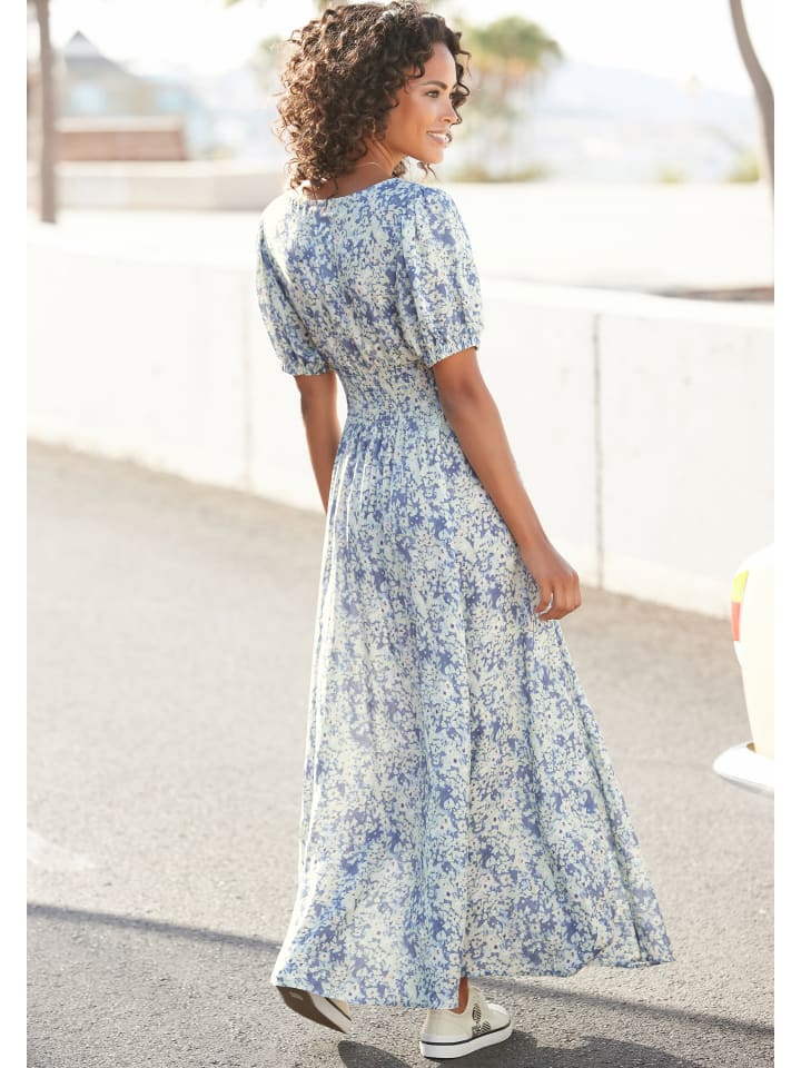 Buffalo Maxikleid in blau-bedruckt günstig kaufen