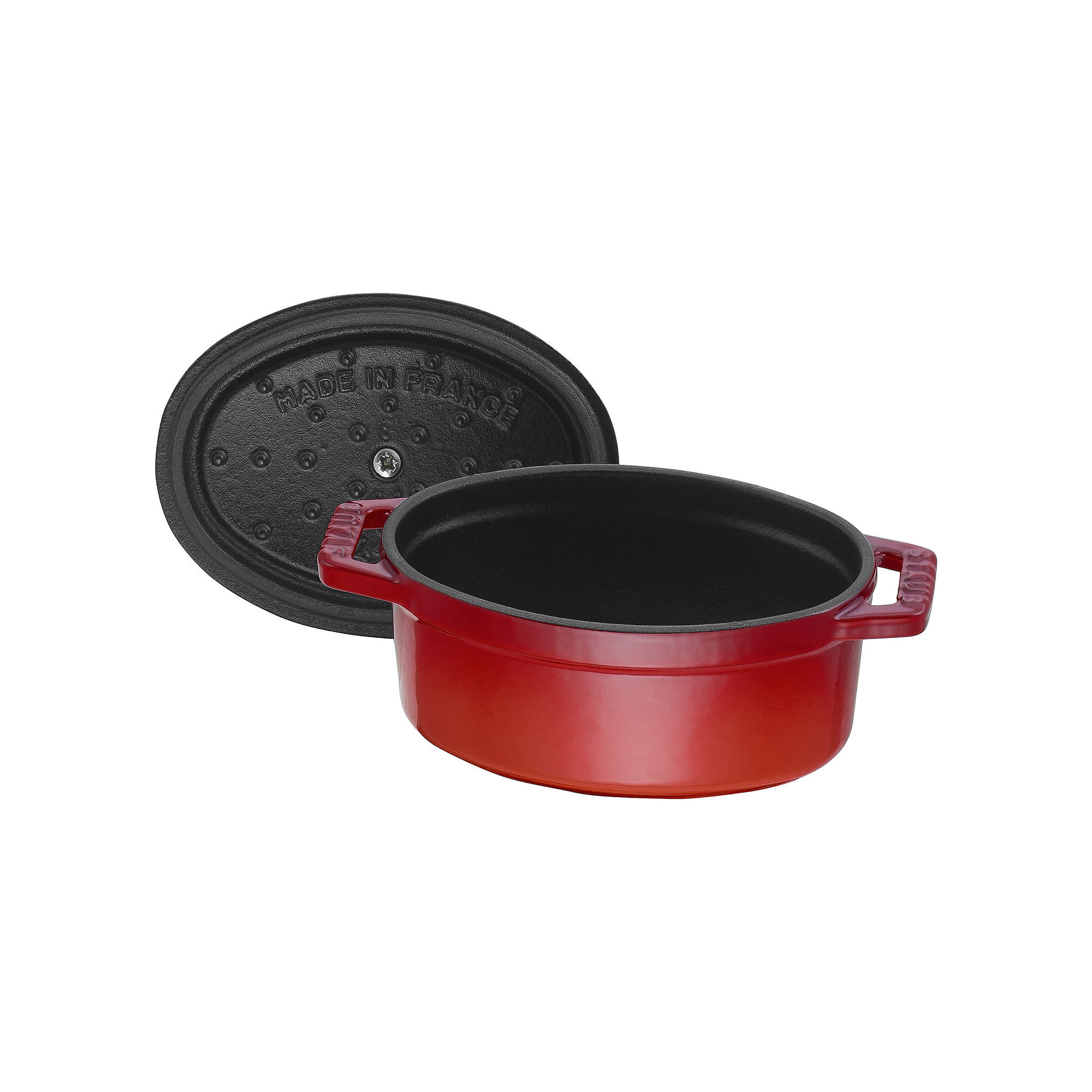 Mini Cocotte 11 cm, oval, Kirsch-Rot, Gusseisen